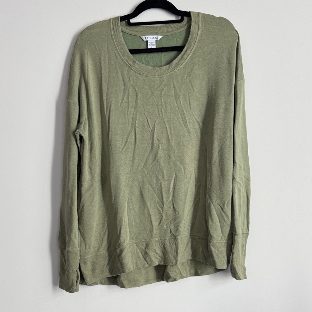 Athleta Olive Crew Neck Sweatshirt Size L